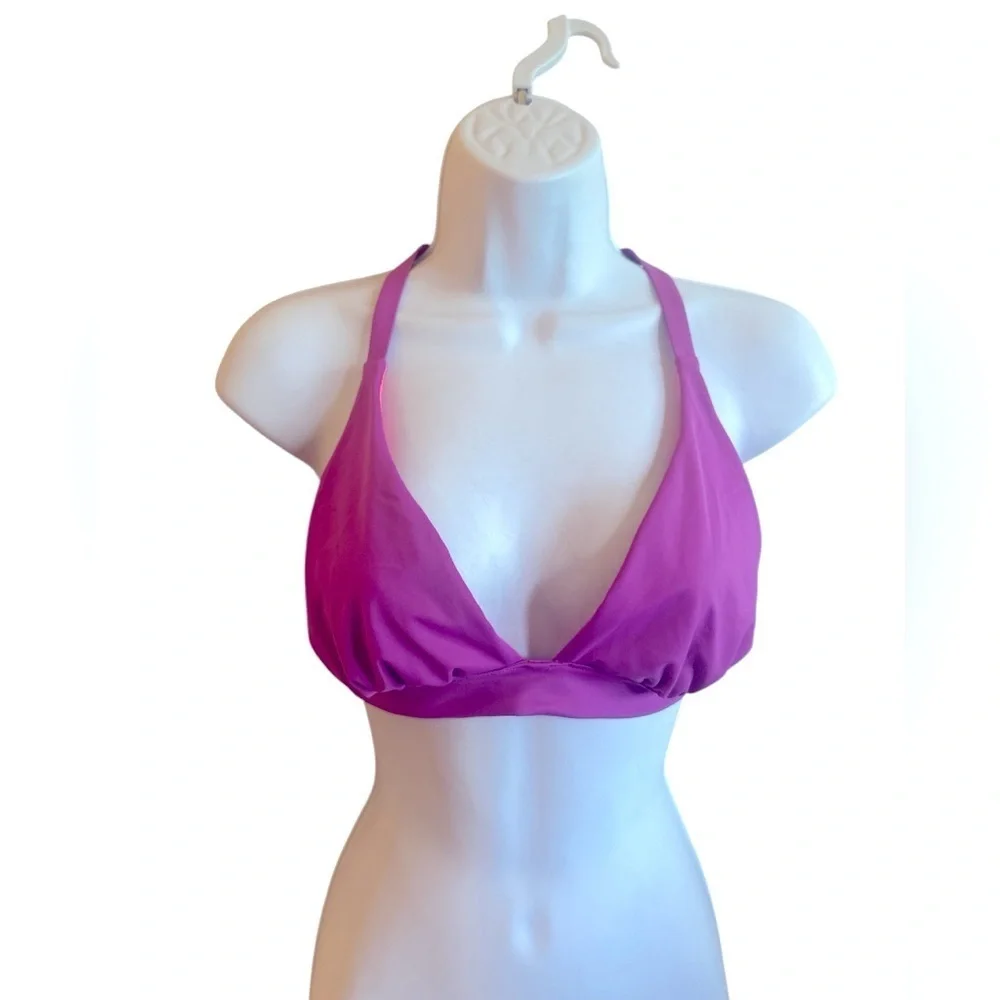 Victorias Secret Halter Neck Bikini Top Fuchsia Stretchy Fabric Womens Size L